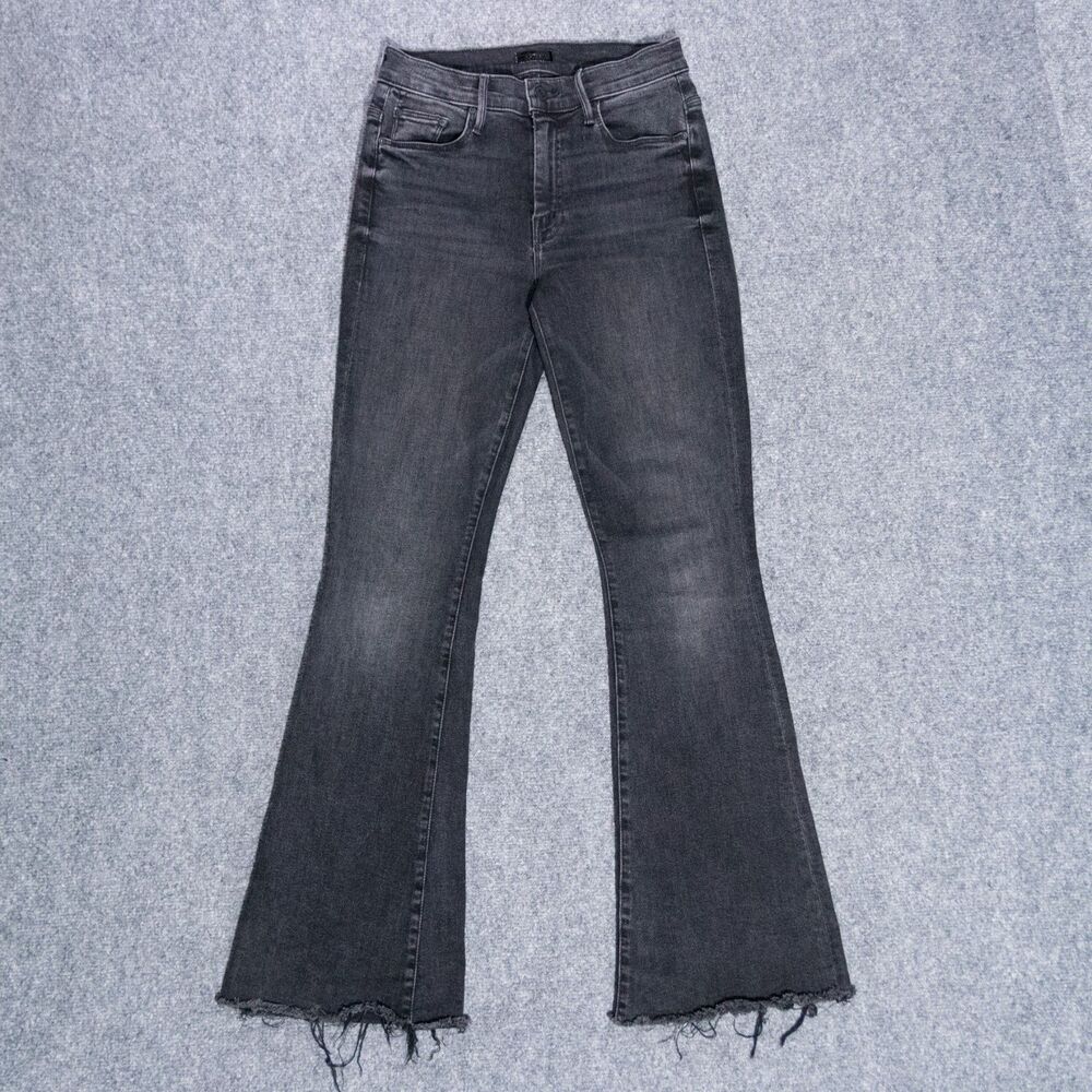 MOTHER The Weekender Fray Bootcut Flare Jeans Night Shadow Black 25 Stretch USA